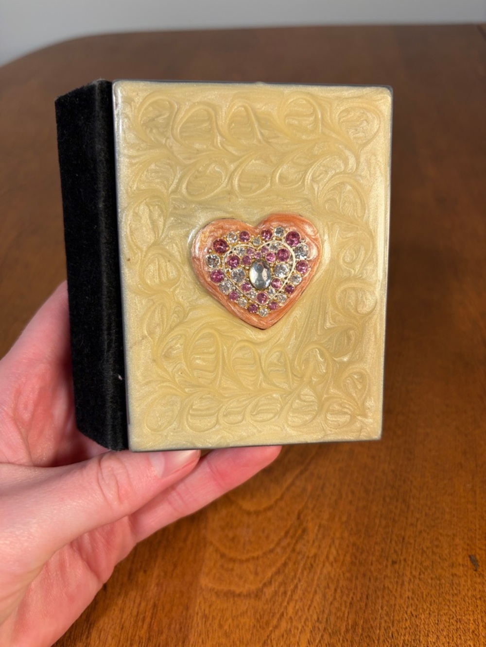 Vintage Rhinestone Heart Mini Photo Album